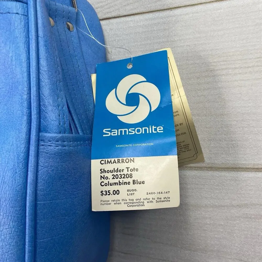 RETRO Vtg Samsonite Silhouette Weekender Bag Luggage Blue/Tan Shoulder Tote NOS
